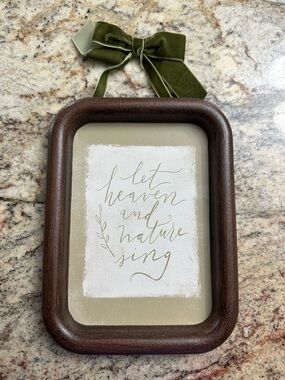 Framed 'Let Heaven and Nature Sing' Wall Accent with Olive Velvet Bow